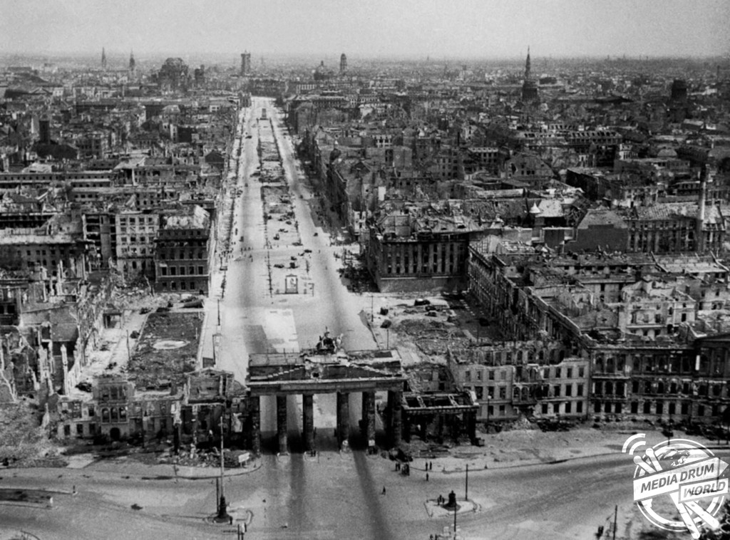 The Brandenberg Gate and Unter den Linden after the Battle of Berlin.  Vassili J. Subbotin / mediadrumworld.com