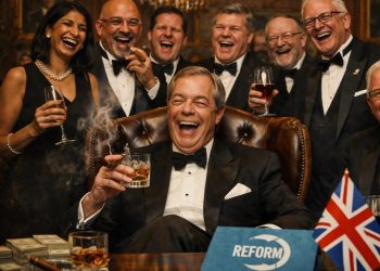 AI generated image of imagined Reform party members after defection from the Conservative Party.