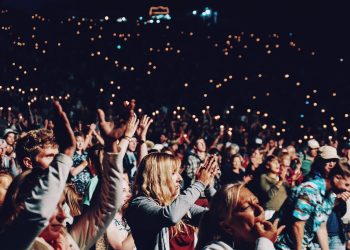 Crowd at an outdoor stadium concert